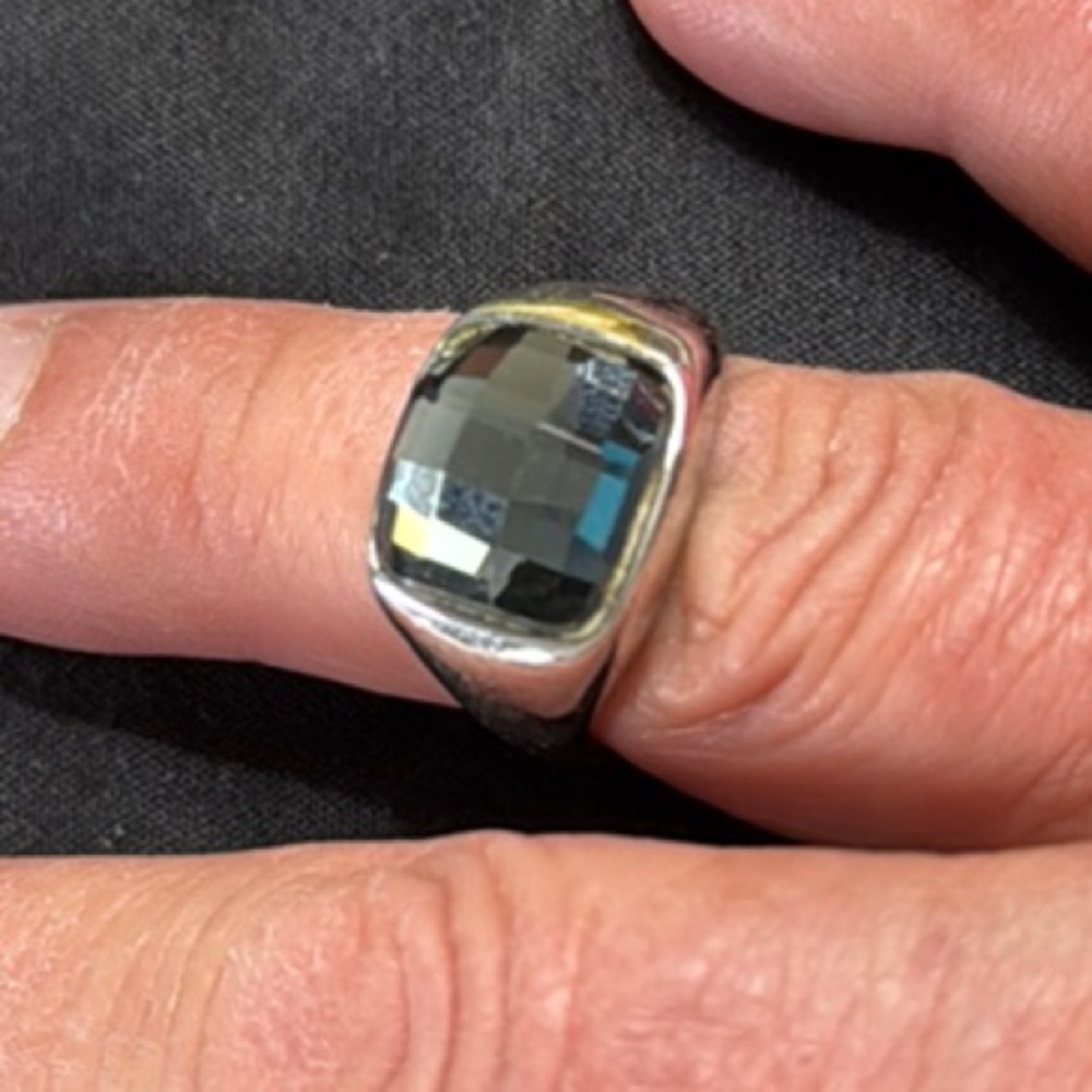 Lia Sophia Silver Ring with Black Gemstone